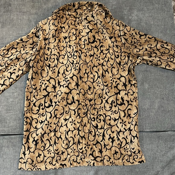 Sag harbor button up knit jacket camel with black design size 10 24-141 - Picture 8 of 9